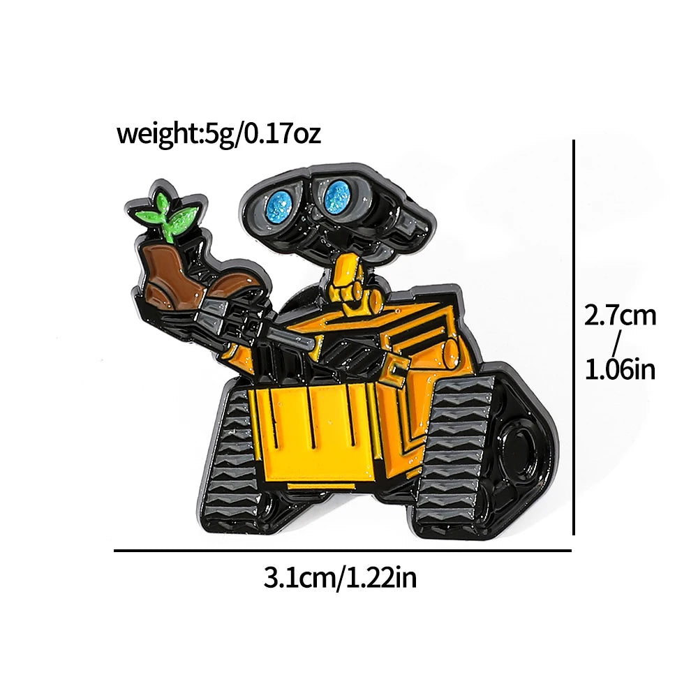 4 Pcs Personality Animation Cartoon Walle Brooch Cute Robot Enamel Pin Metal Badge Jewelry Backpack Clothes Accessories Gift