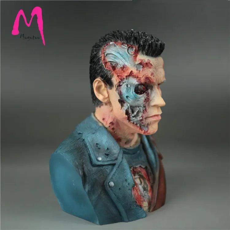 Terminator Bust Statue for Desk Decoration, Bust Statue, Statue Toy, Battle Damage Collection, Terminator, T800, 1:4, 24cm, New