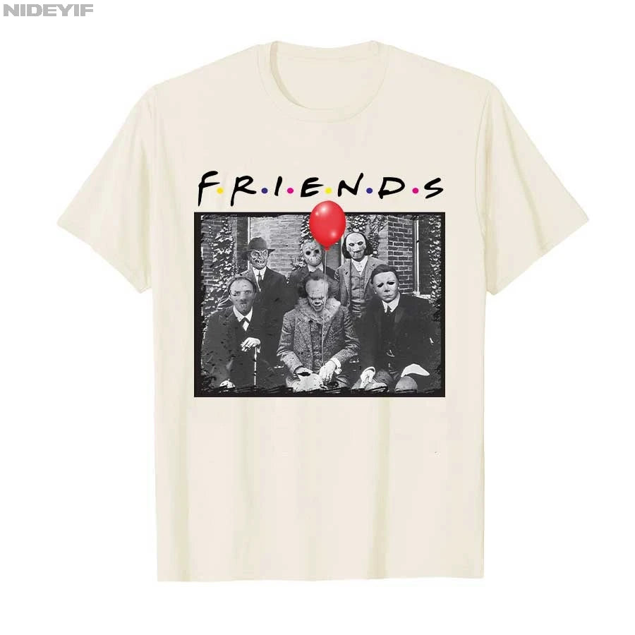 Horror Movie Friends Halloween T-shirt For Men Women 100% Cotton T Shirts Short Sleeve Tops P523