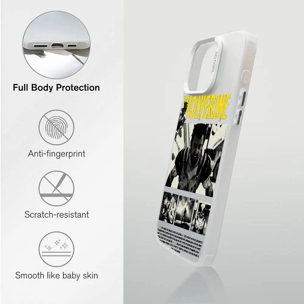 Fashion Wolverine Comic Phone Case For IPhone 16 15 14 13 12 11 Plus Pro Max Multicolor Aurora Laser Shockproof Funda Cover