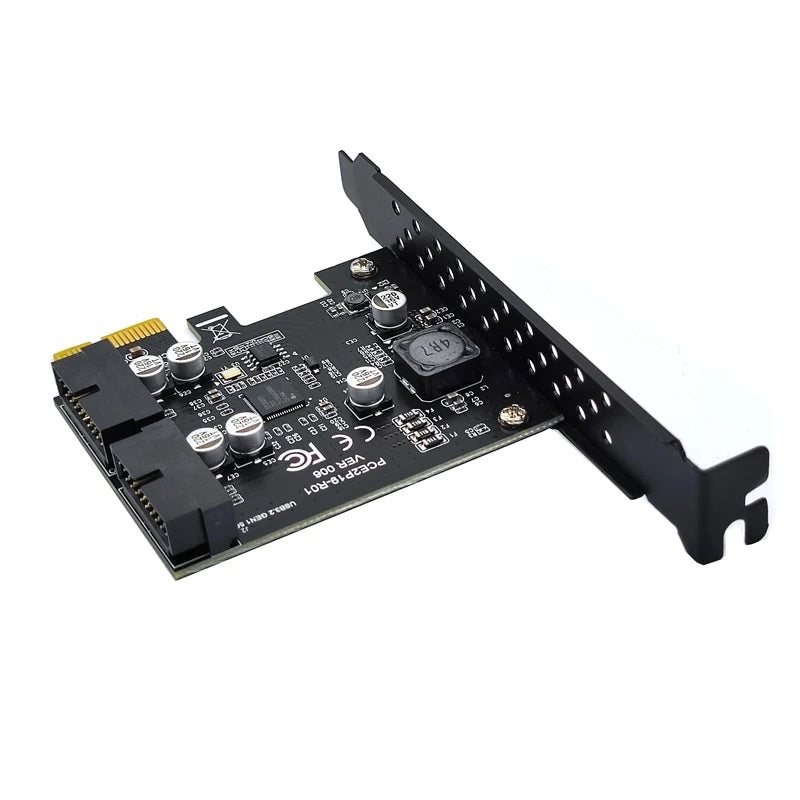 PCI-e to 2 Ports 19Pin USB 3.2 Gen1 5Gbps Riser Card PCIe to Dual Internal 20Pin PCI Express Card Converter Adapter for Computer