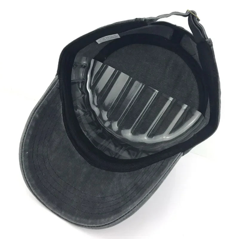 Tactical Hunting Cap for Men Solid Washed Denim Baseball Cap Summer Flat Military Snapback Vintage Sunshade Sun Dad Hat