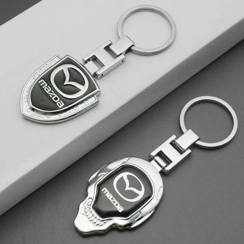 Key Chain 3D Metal+Leather Car Emblem Keyring For Mazda 3 2 6 Atenza Axela Demio CX3 CX4 CX5 CX6 MP MS RX8 CX30 MX3 MX5 BK