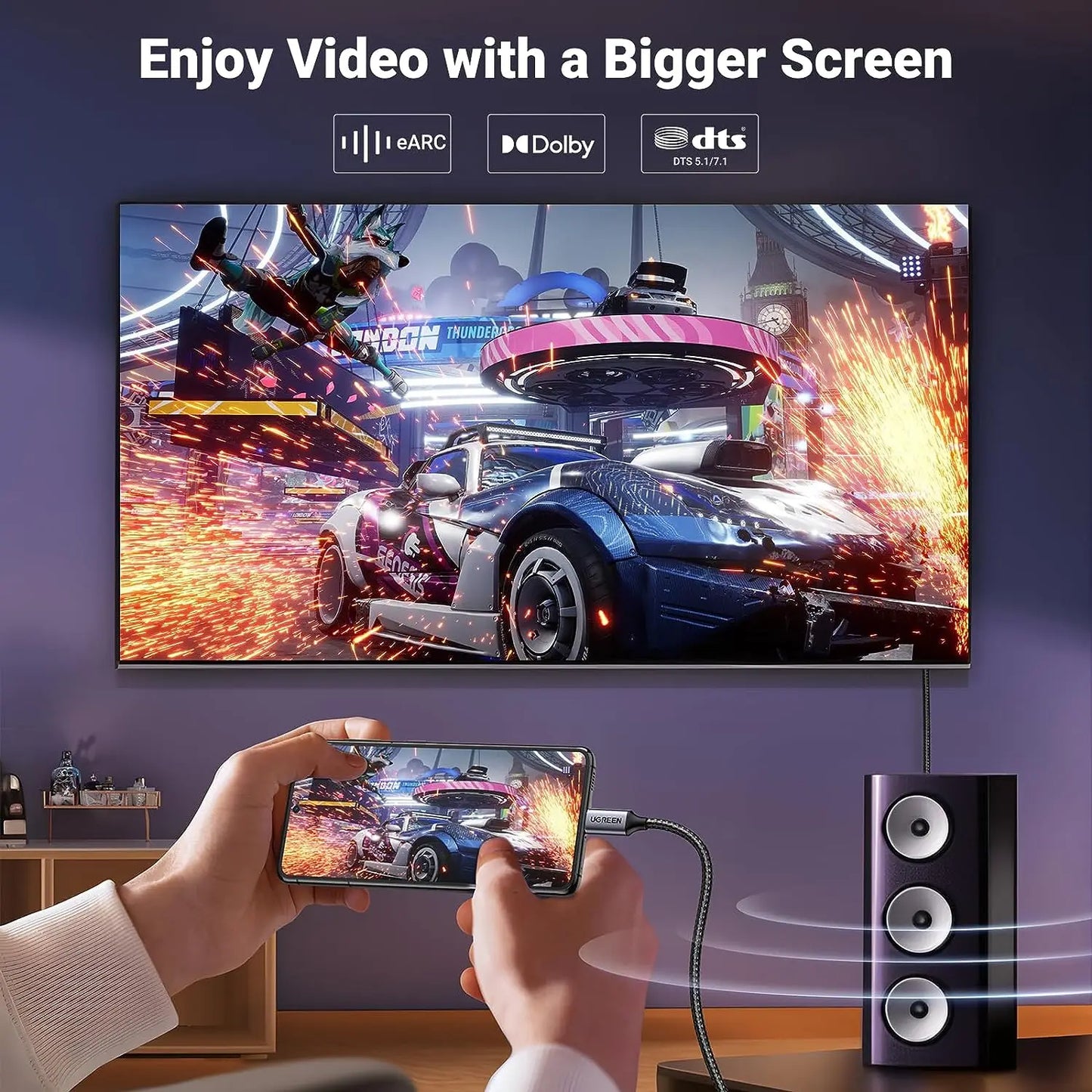 UGREEN USB C to DisplayPort 1.4 Cable 8K@60Hz 4K@240Hz Thunderbolt 4/3 to DisplayPort Cord USB C to DP 1.4 32.4 Gbps Alu Braided