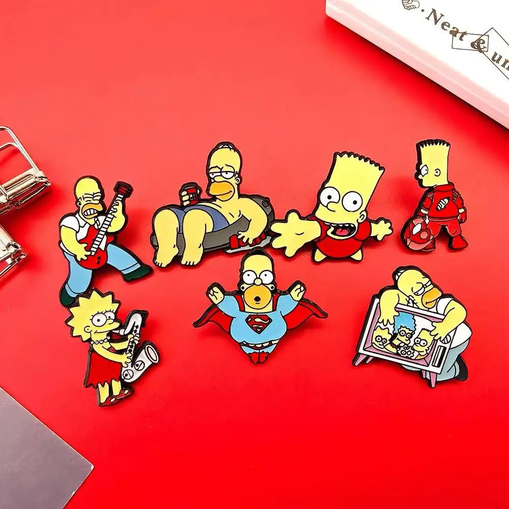 7pcs the Simpsons Enamel Pins Classic Anime Cute Funny Cartoon Brooch DIY Badge Jewelry for Clothes And Backpack Accessories