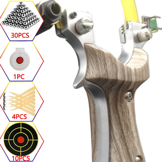 Shooting Slingshot Hunting Slingshot Alloy Slingshot Wood Grain Outdoor Hunting Supplies Precision Hand Tool