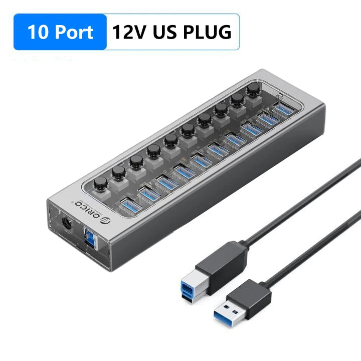 ORICO USB HUB USB 3.0 Hub Multi USB Splitter with QC Fast Charger 7/10/16 Port Multiple Expander USB 3.0 Hub with Switch for PC