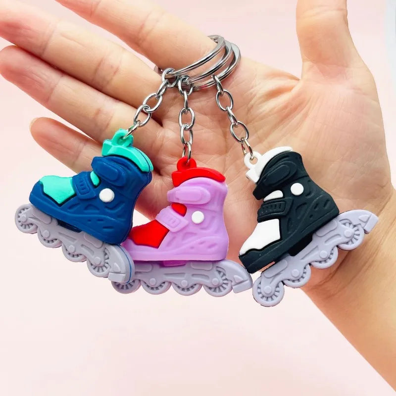 PVC Cartoon Roller Skates Shoes Keychain DIY Jewelry Men Boy Grils Souvenir Party Gifts