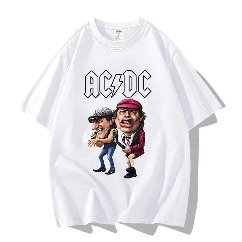 American Street Punk Rock Band ACDC Hip Hop Short Sleeve T-shirt Clothing Clothing Casual Men's and Women's 100% Cotton T-shirt