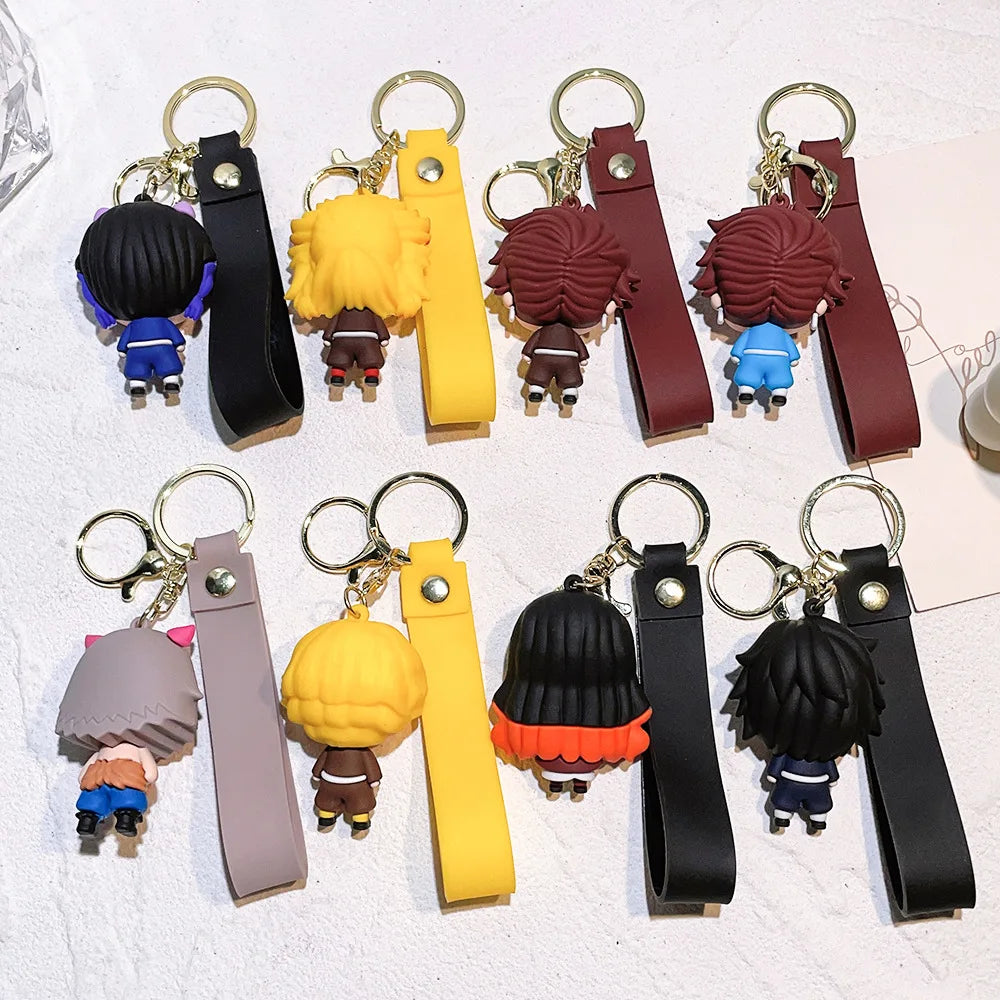 Anime Demon Slayer Pendant Keychain Cute Kamado Tanjirou Rengoku Kyoujurou Keychain Cosplay Keyring Souvenir Gift