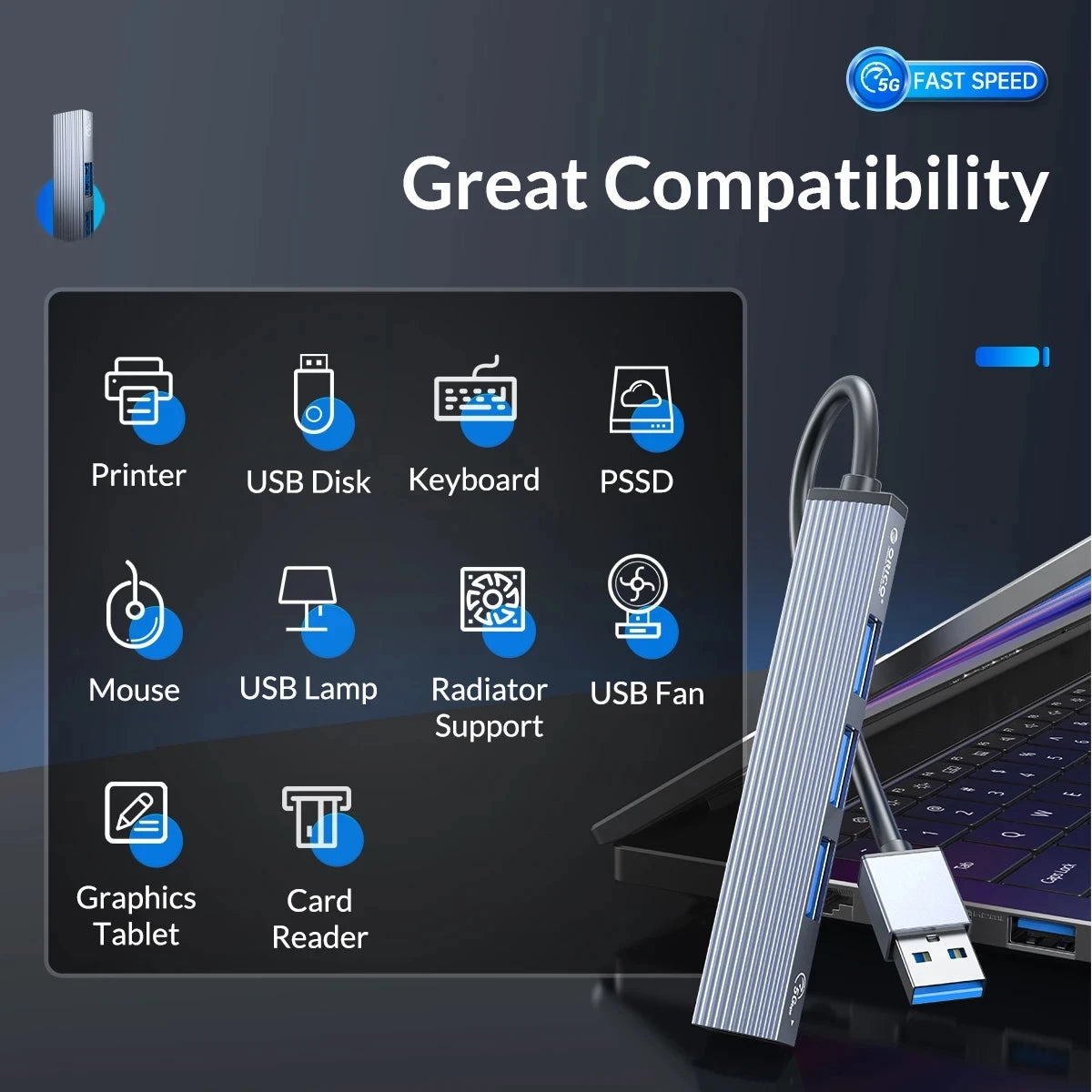 ORICO USB C To Usb Adapter USB 3.0 Splitter 3-port HUB Hub Docking Station Converter Otg Adapter Computer Accessories USB HUB