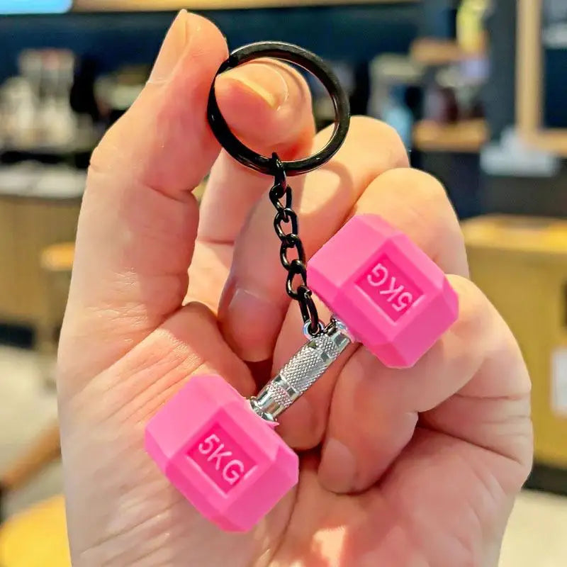 Gym Dumbbell Keychain Fashion 3D PVC Dumbbell Keychain Car Key Wallet Backpack Pendant Creative Gifts For Fitness Enthusiasts