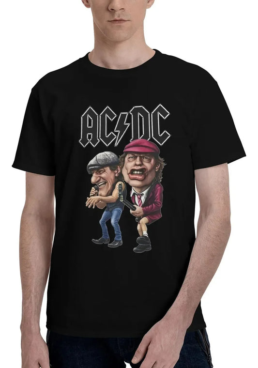ACDC Band Graphic Print Summer Autumn Winter Men's and Women's Short Sleeved T-shirt Casual Loose Outdoor Street