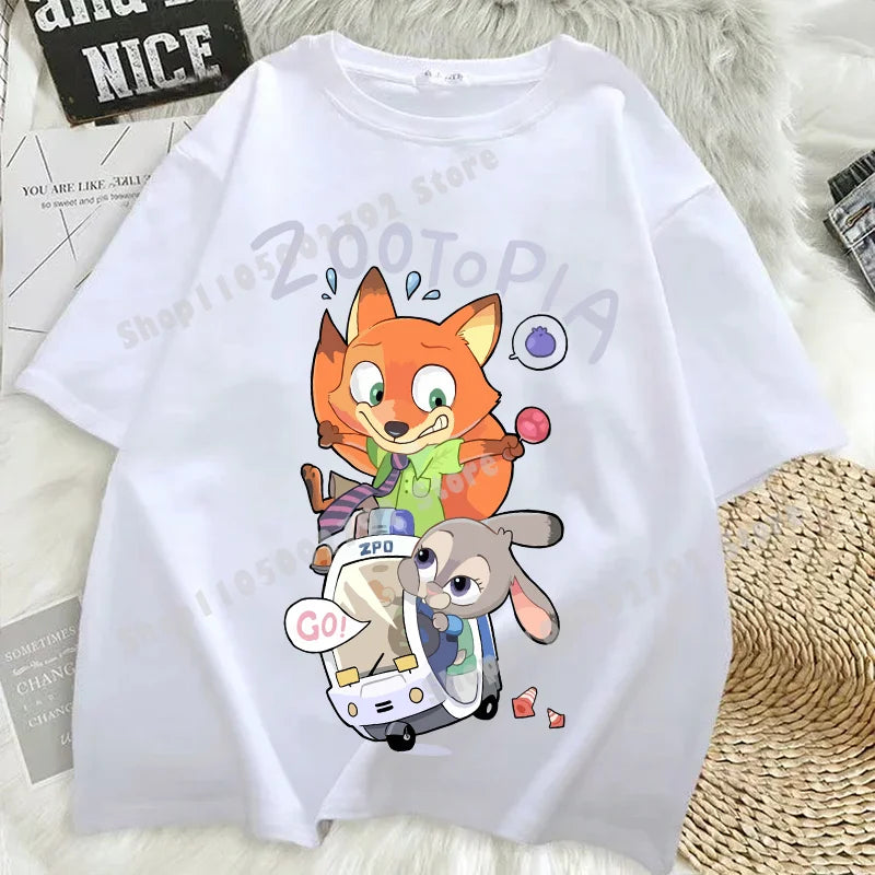 Zootopias Outfit T Shirt for Men Women Tee Judy Nick Movie Oversize Shirts Fashion Loose Cotton Clothing Love Gift for Couple