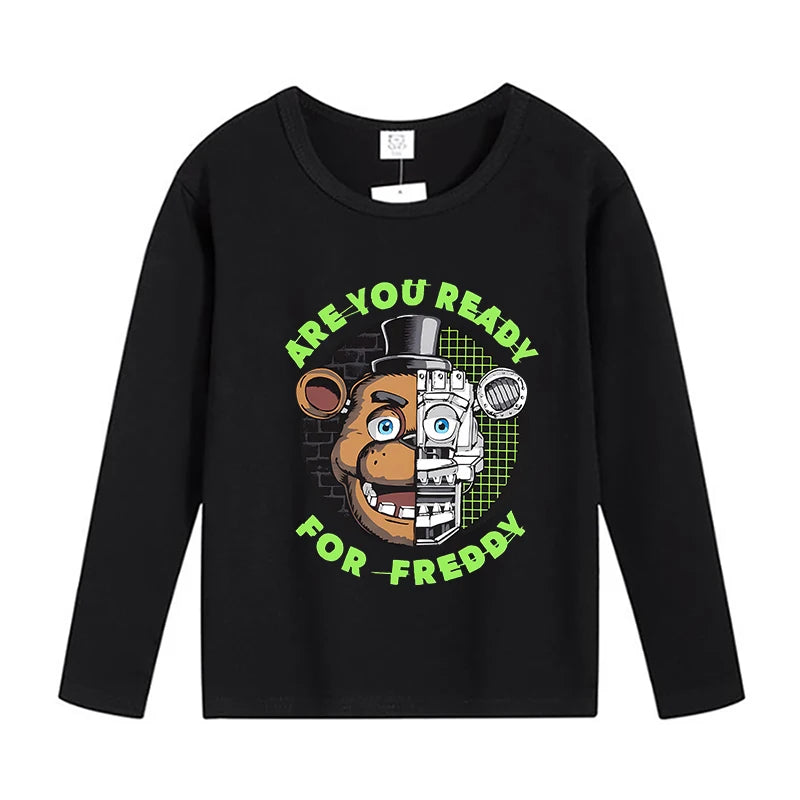 Five Nights At Freddys Long Sleeves Kids T-shirts Anime FNAF Tee Tops Cotton Fashion Children Clothes Undershirt Birthday Gift