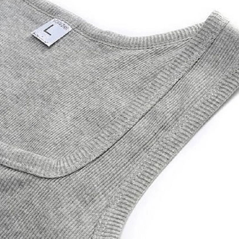 HOT Men's Four Seasons Black And White Classic Color Basic Vest Plus Size Youth Sports And Leisure Running Joker Bottoming