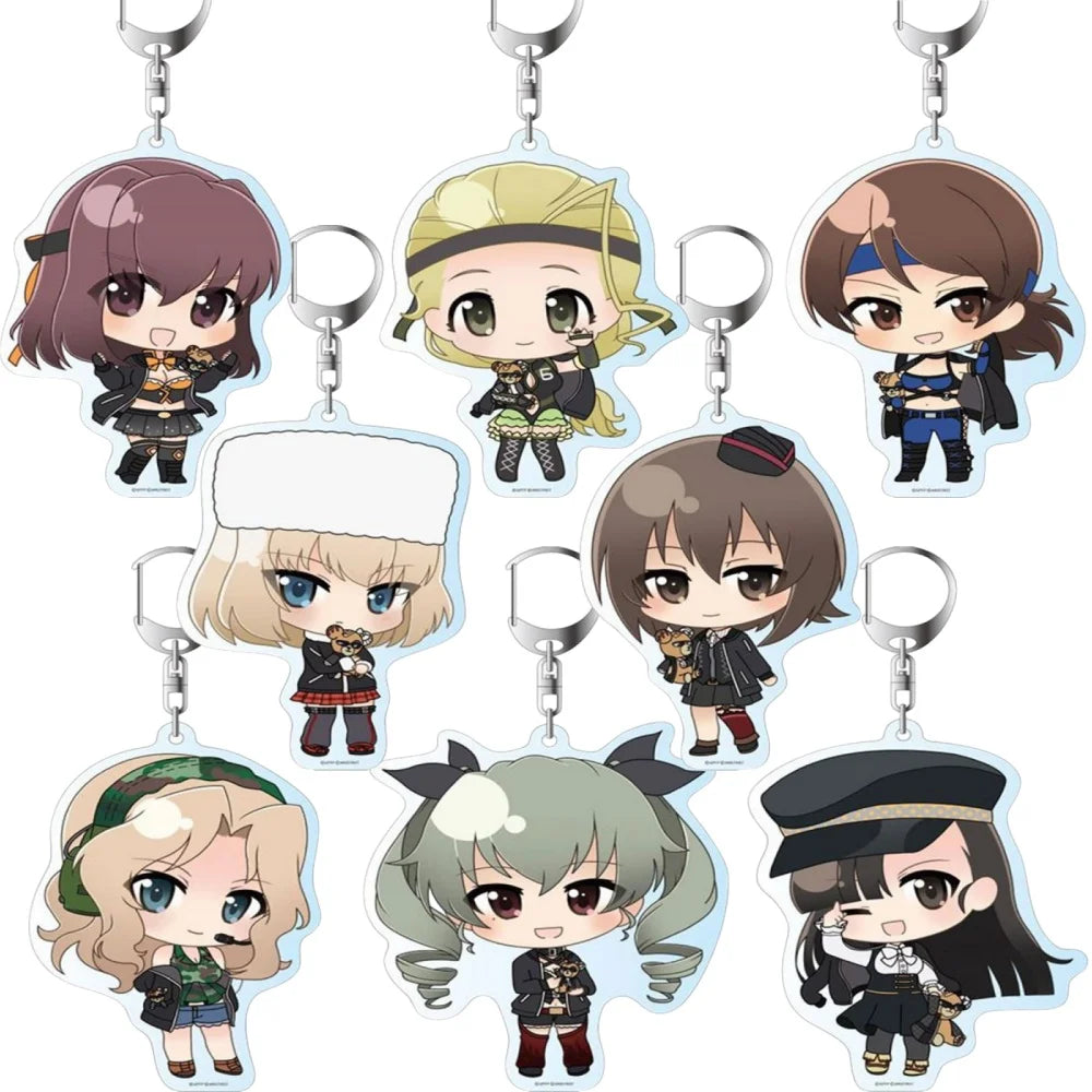 Anime Fans GiftsGIRLS und PANZER The Movie Anchovy Q Version HD Character PVC Acrylic  Keychain Collection Series About 6cm