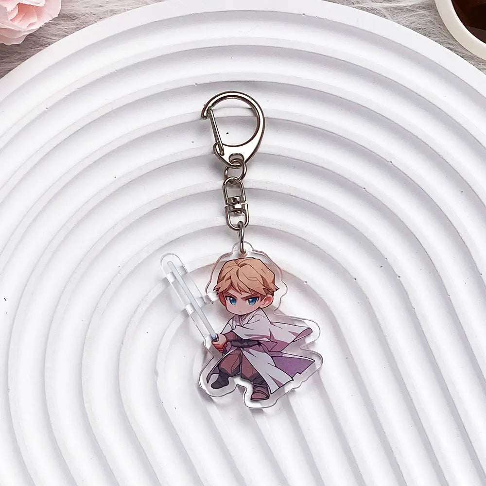 Star Wars Acrylic Keychain Luke/Anakin/Yoda Jedi Charm with Lightsaber Design, Sci-Fi Movie Collectible Keyring Gift For Friends