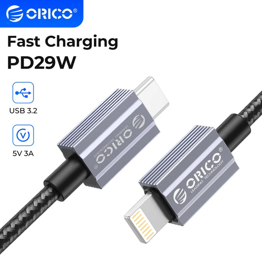 ORICO USB Cable For iPhone  29W PD14 13 11 12 Pro Max Fast Charging Phone Date USB C Cable For iPad Charger Cord Accessories