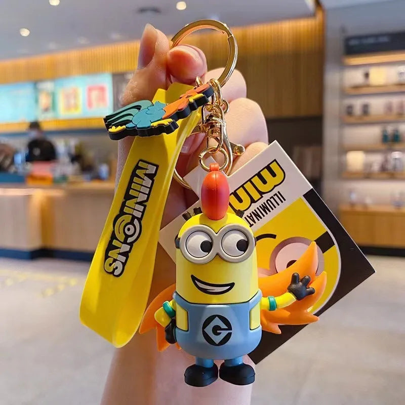 New M-Minions Keychain Animated Banana Villain 3D Keychain PVC Pendant key Rings for Kids Birthday Toy Gift