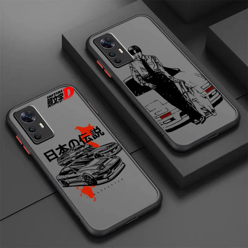Initial D Anime Art Car Cool Frosted Translucent For Xiaomi Mi 13 12 12T 11T 11 11i 10T 10 9T Pro Lite Ultra 5G Back Phone Case
