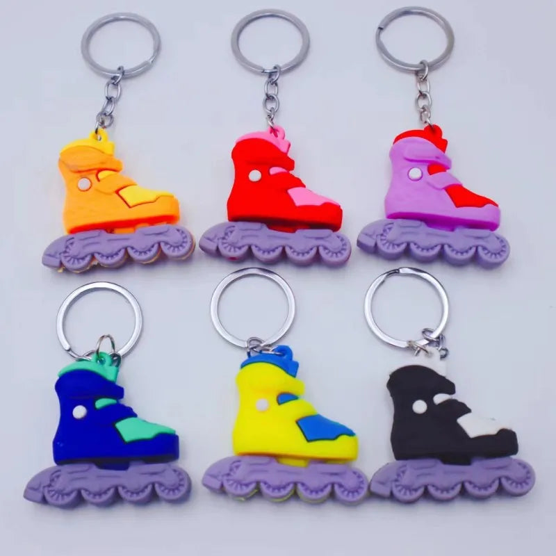 PVC Cartoon Roller Skates Shoes Keychain DIY Jewelry Men Boy Grils Souvenir Party Gifts