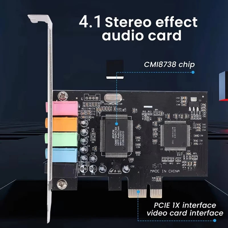 PCI-E 4.1 Sound Card Computer PCIE 4.1 Channel PCIe Audio 6 Channels 3D Games Music Digital Sound Card PCI Express Board