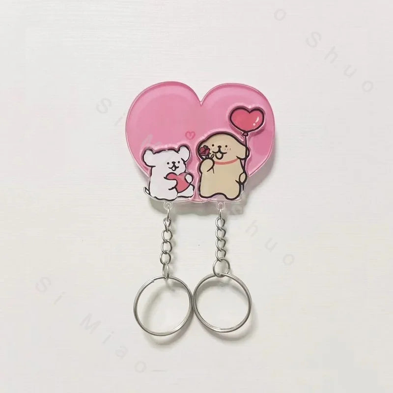 Key Holder Cute Couple Keychain Hanger Wall Home Decor Keyring Pendant Acrylic Nomagnetic Refrigerator Sticker Key Storager Gift