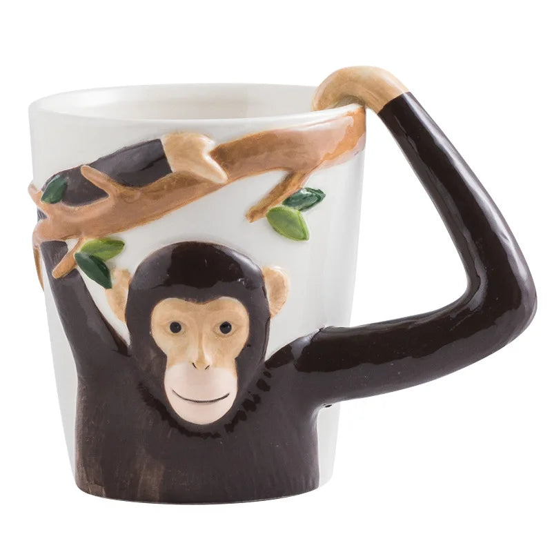 Household 310ml Animal Mug Coffee Mug Children Cartoon Monkey Ceramic Mug Irregular Cup Living Room Decoration Accessories