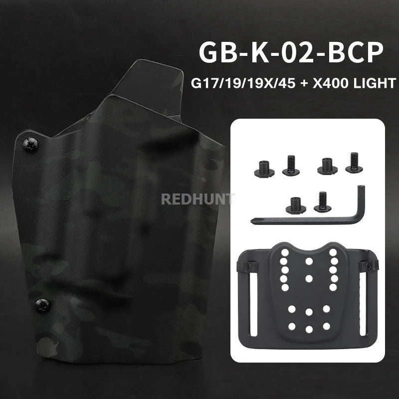 Hunting Gun Holster Kydex Pistol Case Light TLR-1 X400 X300 XC1 Bearing Waist Gun Bag for G17/19/19X/45/43/43X/20/29