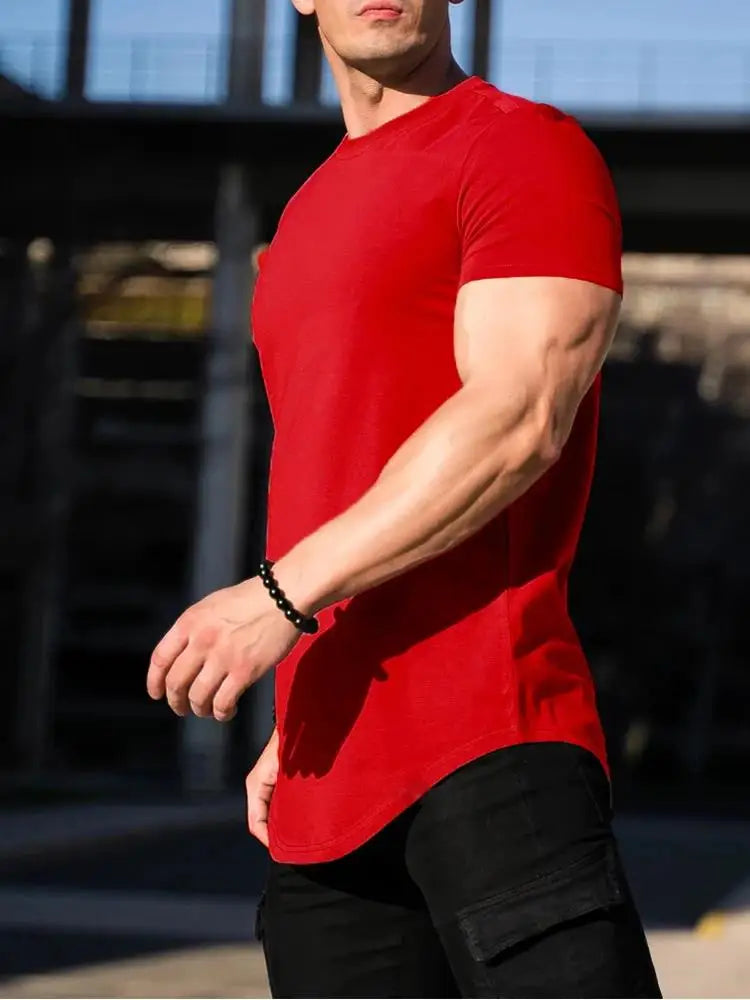 Muscle fitness T-shirts, sports training T-shirts, high-quality cotton T-shirts for men, fitness and sports T-shirts