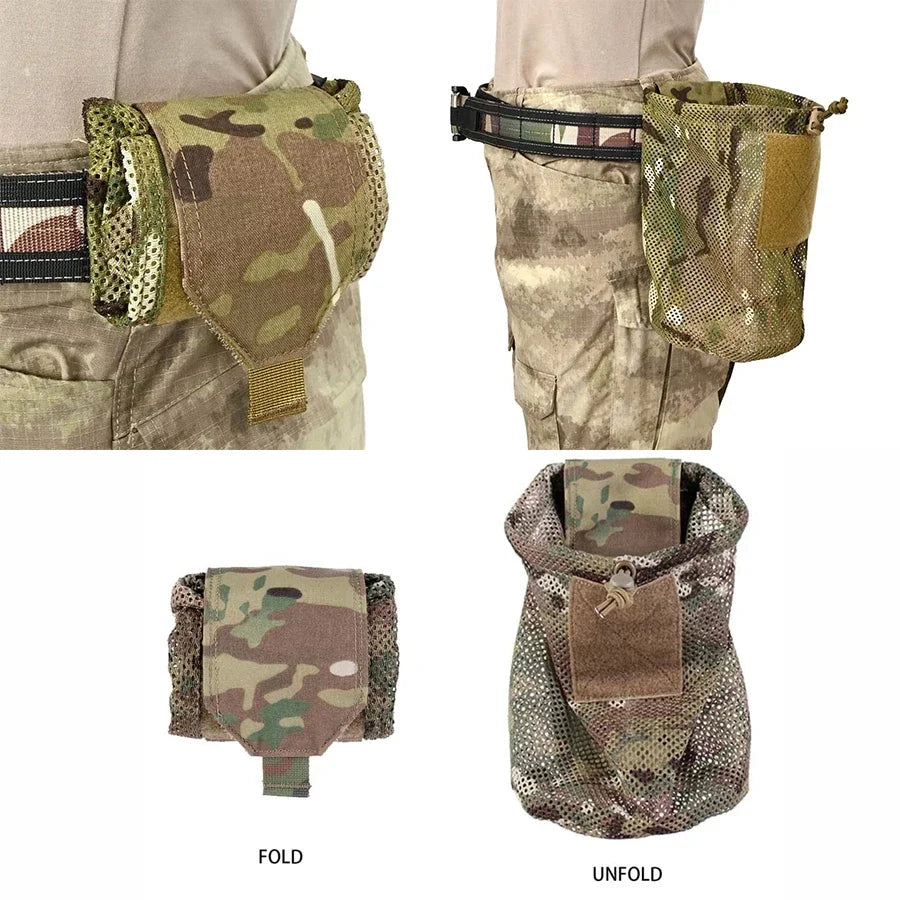 New Roll-Up Mag Mesh Dump Pouch Magazine Mini Foldable Net Pocket EDC Tactical Outdoor Sport Hunting Bags 500D