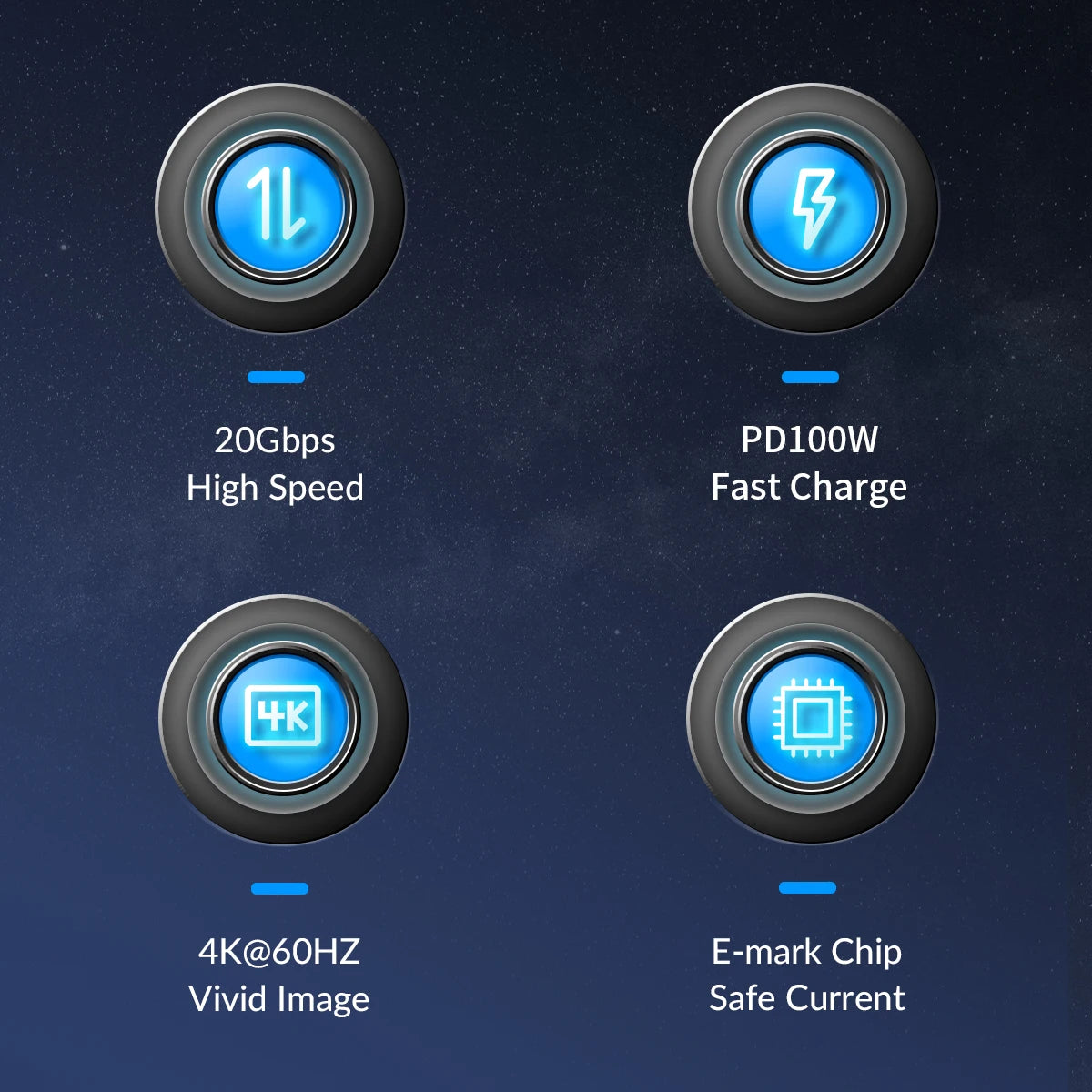 ORICO 5m 20Gbps USB C Cable PD100W Fast Charger Cord USB3.2 Gen 2 HD 4K@60Hz Video Braided with E-mark for Laptop MacBook