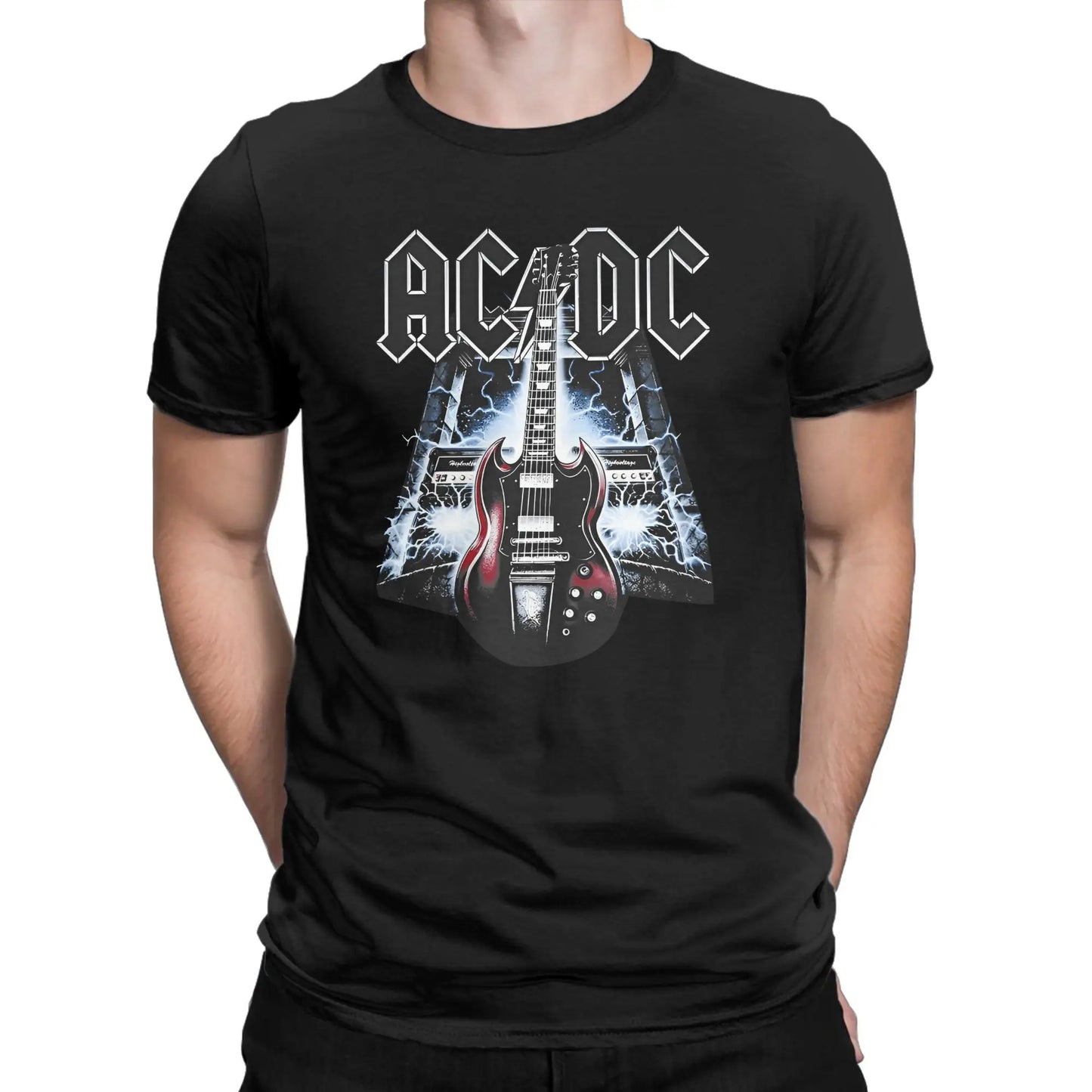 Casual Rock Band ACDC T-Shirt Men Crew Neck Cotton T Shirt  Short Sleeve Tee Shirt Big Size Tops