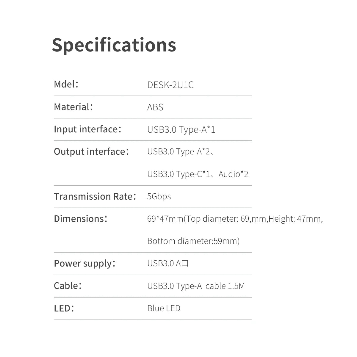 ORICO 5Gbps High-Speed USB HUB Splitter Multi Desk Grommet USB 3.0 Ports Desk Mount Adapter for PC Tablet Phone High Quality