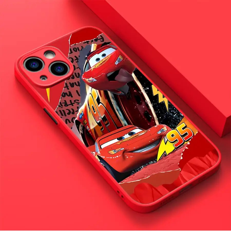 Lightning McQueen Car Phone Case for iPhone 16 Pro 11 12 Mini 13 14 Pro 15 Pro Max 7 8 Plus XS Soft Edge Matte Shell