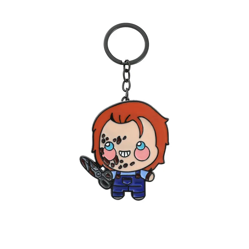 Horror Movie Characters Keychain Jason Freddy Michael Chucky Pennywise Enamel Metal Key Ring Bag Accessories for Women Men Gift