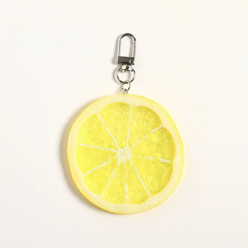 PVC Simulation Fruit Key Chain Lemon Slice Food Model Funny Shooting Prop Car Key Chain Bag Hanging Jewelry Gift