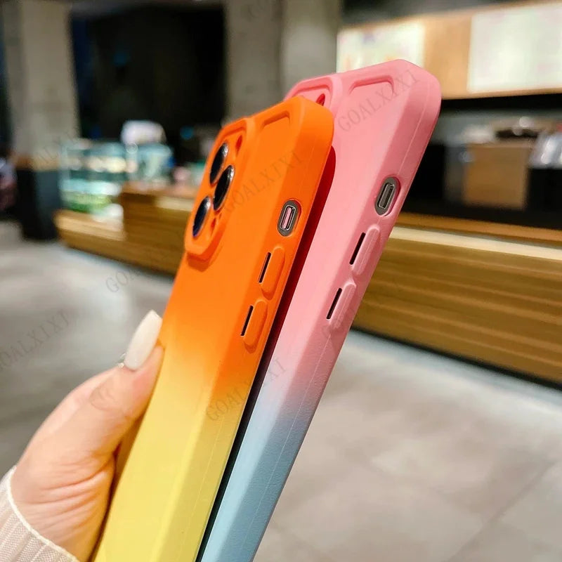 Antiskid cases silicone phone cases for iPhone 16 15 14 13 12 11 pro 8p 7p max plus mini ip16 16pro pls case gradient soft cover