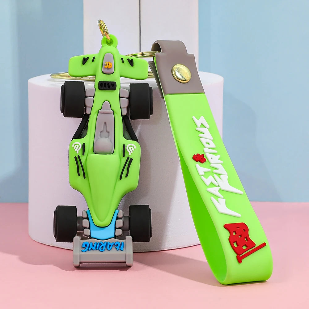 Formula Racing Car PVC Keychain, F1 Style Keychain Soft Rubber Key Ring, Motorsport Keychain for Men Women Racing Enthusiasts