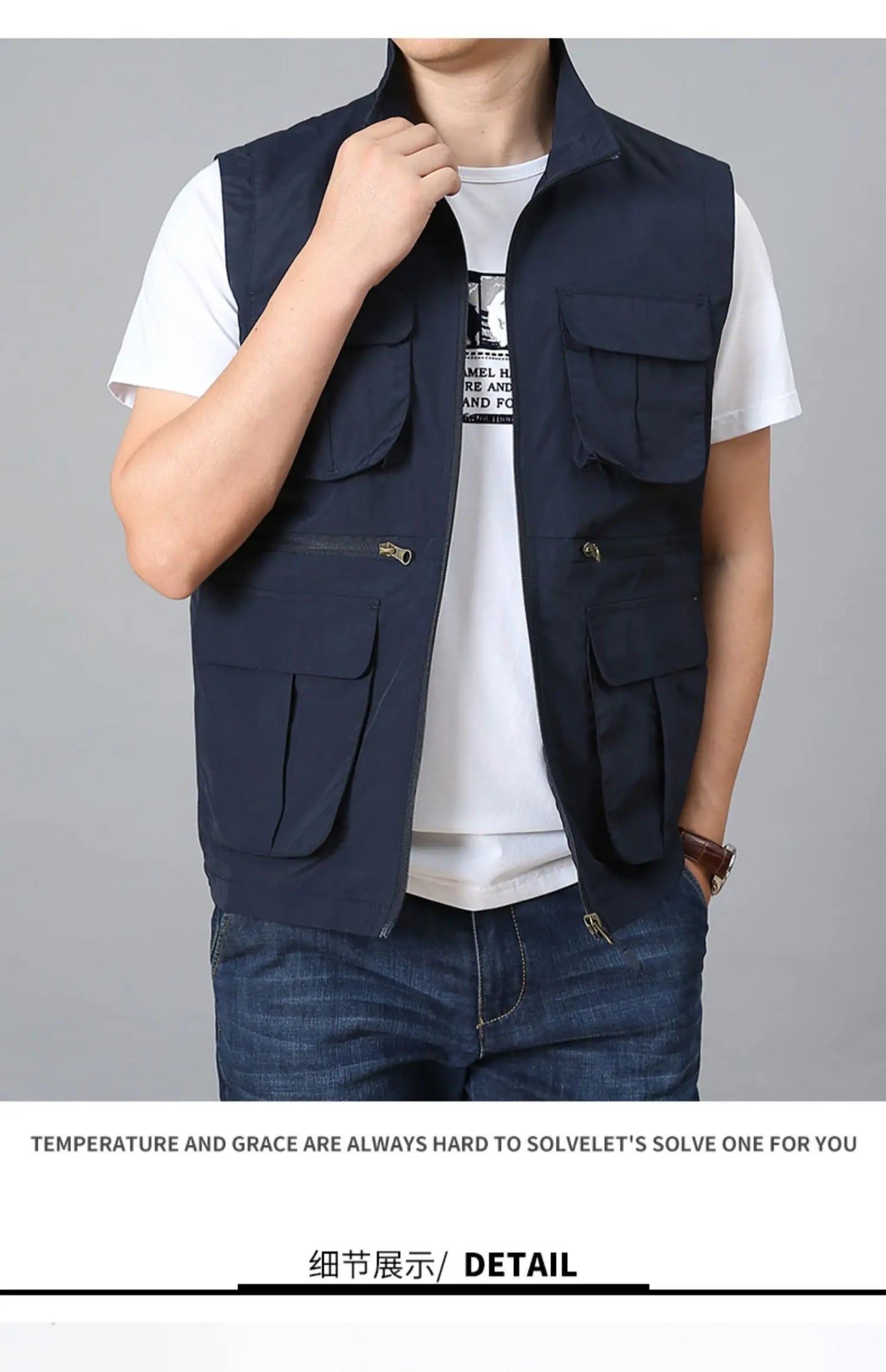 Tactical Vest For Men Golf Hunting Large Size Men's Camping Sleeveless Jacket Multi-pocket Work Padded Luxury MAN Clothing Denim