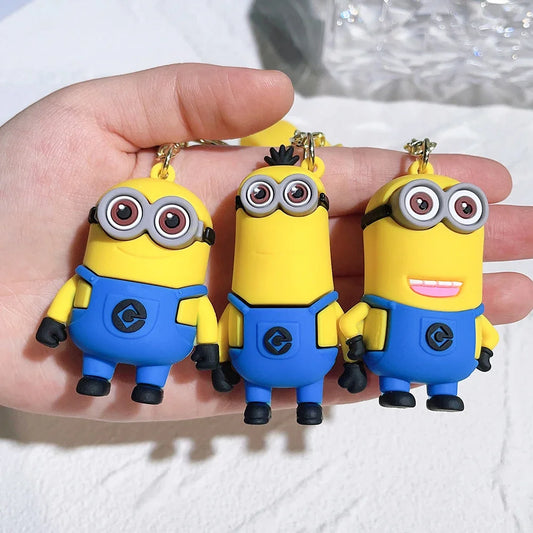 Cartoon Minions Keychain Kawaii Silicone Pendant Keyring Chinese Zodiac Cosplay Accessories for Car,Backpack,Keys