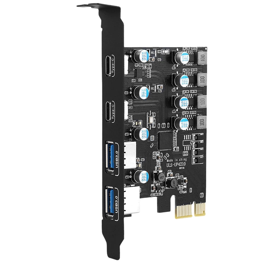 PCI Express Card  2Port USBA/ USBC 5Gbps USB3.2 Gen1 USB3.0 PCIE Card Expansion Add on Card Adapter for Windows/Linux