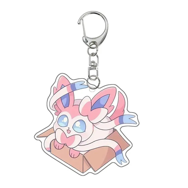 Pokemon Keychain Espeon Umbreon Glaceon Eevee Sylveon Jolteon Vaporeon Leafeon Anime Cartoon Cute Key Chain Pendant Gift