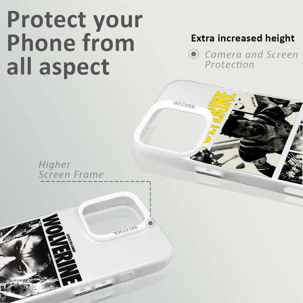 Fashion Wolverine Comic Phone Case For IPhone 16 15 14 13 12 11 Plus Pro Max Multicolor Aurora Laser Shockproof Funda Cover