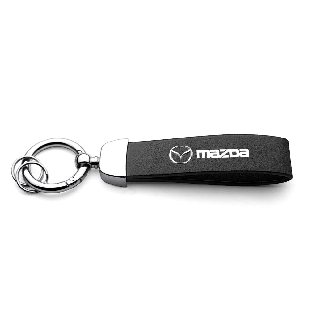 1Pc Car Key Holder KeyRing Leather Keychain With Logo Accessories For Mazda 2 3 MS 6 CX 5 Artzma 6 Axela MX30 CX-8 Miata Demio 7