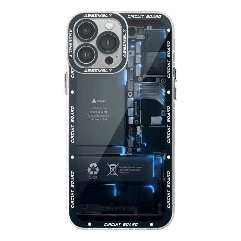 Circuit Board Pattern Phone Case for iPhone 14 15 Pro Max 11 12 Mini 13 Pro Max SE 8 7 Plus XR X XS Max Transparent Soft Cover