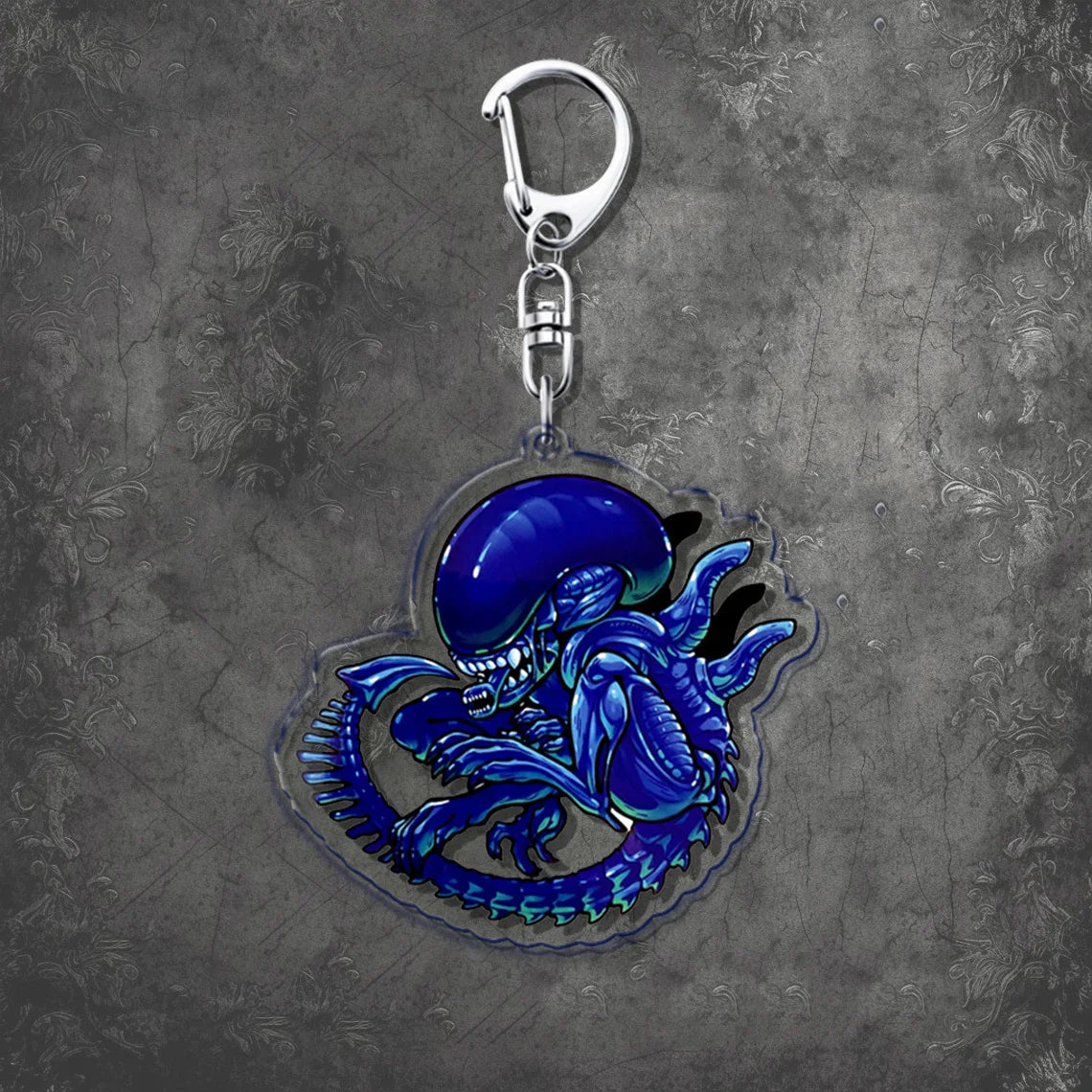 Horror Scary Classic Movie Keychain Key Chain Ring for Bag Xenomorph Sci Fi Keyring Jewelry Gamer Fans Gaming Gift