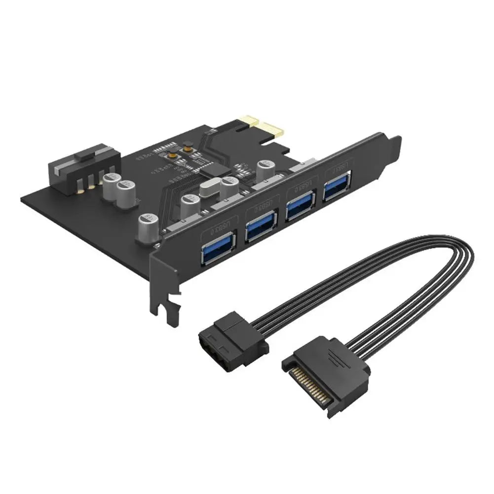 ORICO SuperSpeed 4 Port USB 3.0 PCI-E Express Card PCIE to 5Gbps 4 Port USB 3.0 PCI Express Expansion Card Adapter for Computer