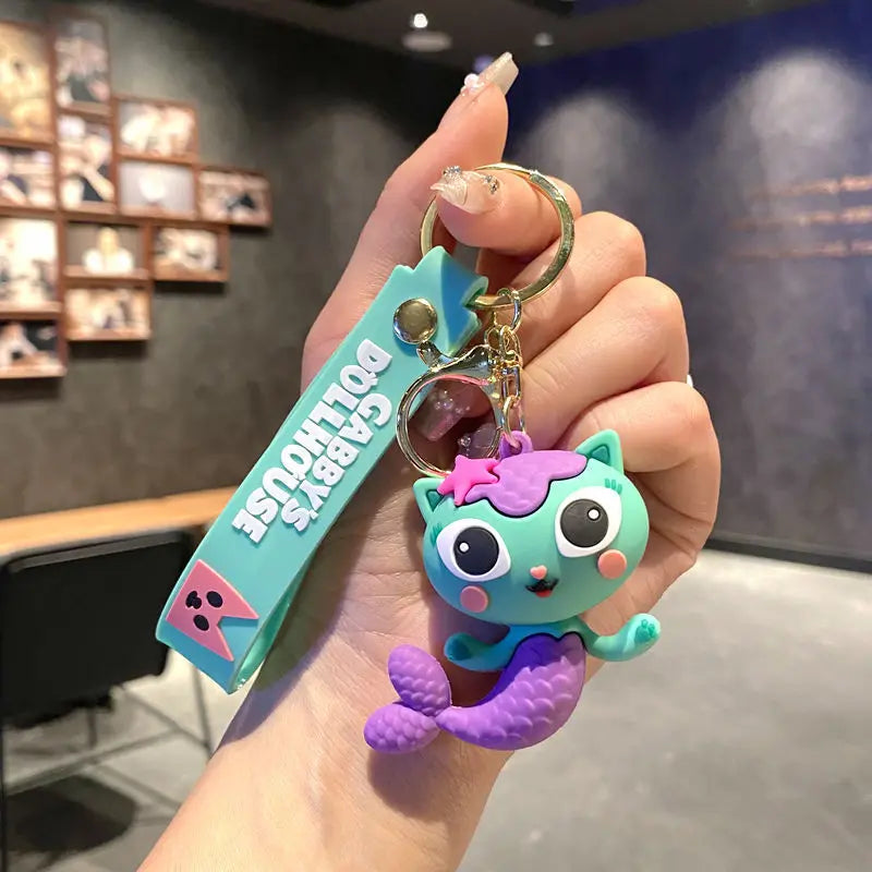 Kawaii Gabby Dollhouses Girl Cute Keychain Kids Cartoon PVC Keyring Children Anime Key Chain Backpack Pendant Birthday Gift 2025